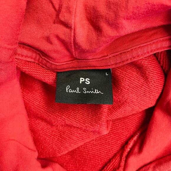 PS by PAUL SMITH Size L Red Blue Mixed Fabrics Cotton Hooded Sweatshirt - Picture 4 of 7